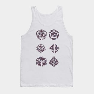 Dark Vampire Blue and Red Gradient Rose Vintage Pattern Silhouette Polyhedral Dice - Dungeons and Dragons Design Tank Top